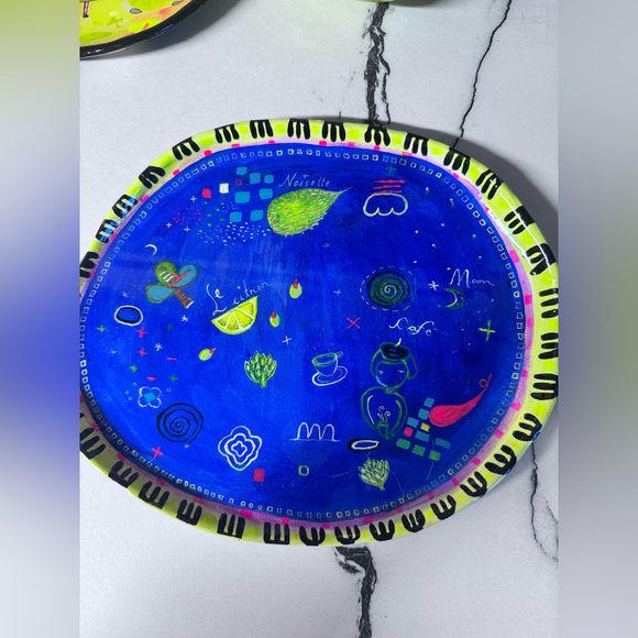 Hand painted ceramic plate and bowl